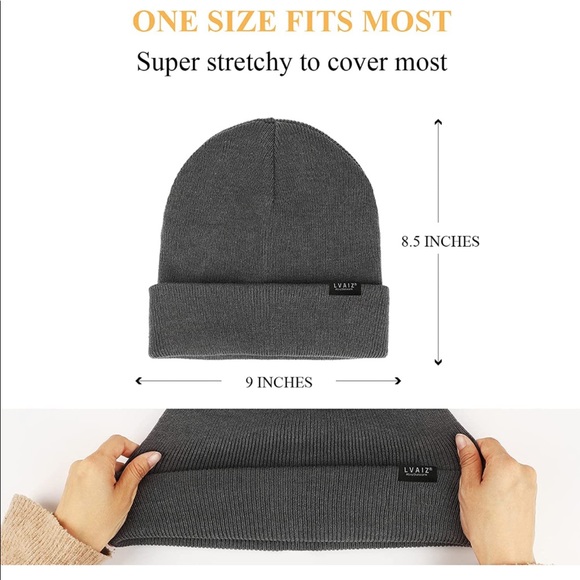 GREY UNISEX SATIN LINED (winter) BEANIE HAT (BRAND NEW) - Picture 2 of 4